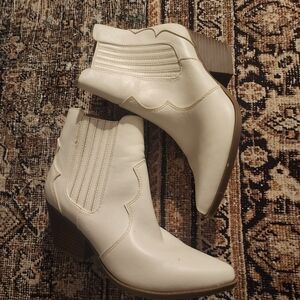 Women's White Western Ankle Boots